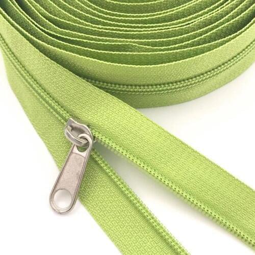 3# Bulk Nylon Coil Zippers with Zipper Sliders Fresh Green Yard Zippers Wholesale For DIY home Craft Sewing Garment Accessories