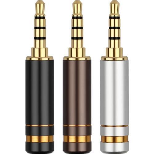 5pcs 3.5 Jack Plug 4 Pole Male Audio Connector Copper Gold Earphone Adapter 3 -f- 5 mm Plug DIY Headphone Balanced Plug Hifi