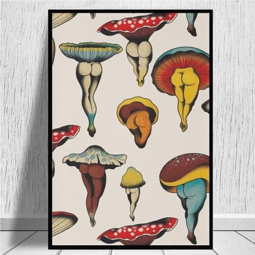 5d Diy Diamond Painting Abstract Canvas Poster Mushroom With Sexy Woman Legs Diamond Mosaic Embroidery Cross Stitch Home Decor