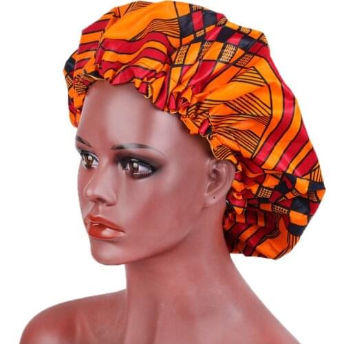 African Print Wax Bonnet Ankara Pattern Turban Satin Lined Nightcap Ladies Turbantes