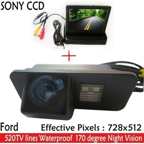 HD Video Auto Parking 4.3" Car Rear view Mirror Monitor+Reverse CCD Car Rear View Camera for Ford Mondeo Fiesta Focus S-Max KUGA