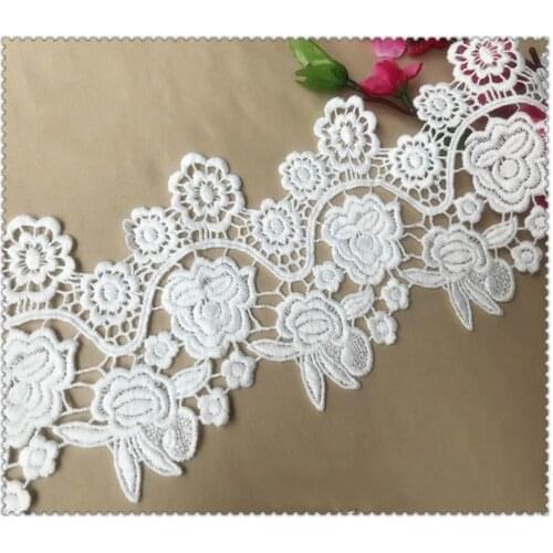 Free Shipping White Garment accessories milk silk water soluble embroidery lace width 12 cm