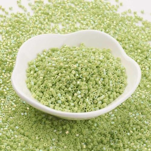 11/0 2x2mm Japan Import Seed Beads Glass Bugle Beads Hexagon 2-cut Opaque Yellow Hole 0.6mm about 2000pcs/10g