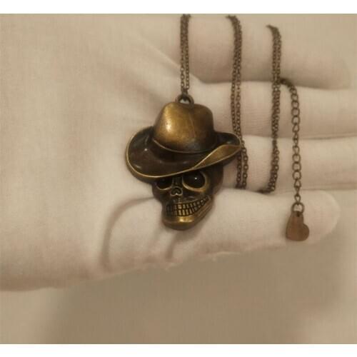 1 piece of 3D cowboy hat skull pendant sweater chain hip hop men and women jewelry necklace alloy material winter new product