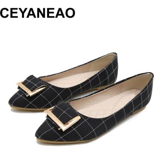 CEYANEAO Women Flat Loafers Lazy Shoes Ladies Canvas Fashion Lattice Slip On Breathable Casual Comfort Driving Boat Shoes Plus