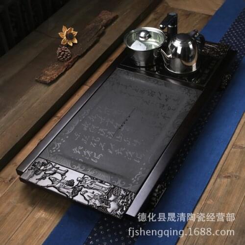 Ebony black stone combinations Four cooker tea tray pumping Eight Immortals tea sets new specialty teas sea