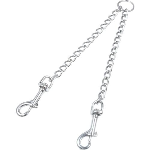 Double Dogs Lead 2 Way Iron Chain Leash Coupler Twin Pet Trainer Safety Rope Splitter For Walking Training Pet Supplies