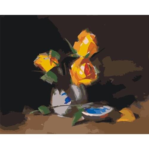 Trilogy Hello Flower Street Frame Painting By Numbers Canvas Colouring Landscape Handpainted Artwork Diy Gift Wall Home Decor