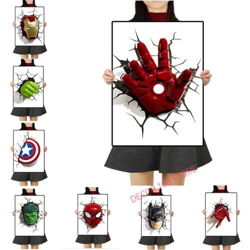 Cartoon Marvel Superhero Batman Hulk Spider-Man Avengers Canvas Painting Poster Print Wall Art Pictures Kids Room Bedroom Decor