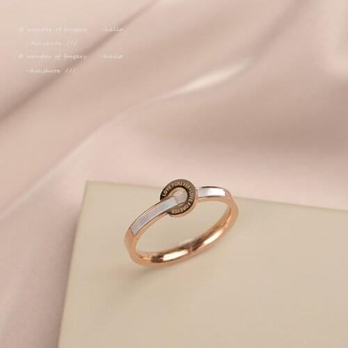 2021 New Classic English Letter Shell Stainless Steel Rings Korean Fashion Jewelry Goth Girls Finger Sexy Accessories For Woman