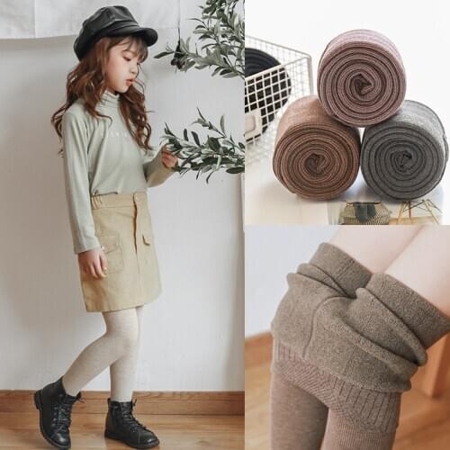 High Quality 3-12 Yrs Fleece Lining Girls Tights Thick Warm Dance Childrens Pants Gilrs Winter High Elastic Kids Pantyhose