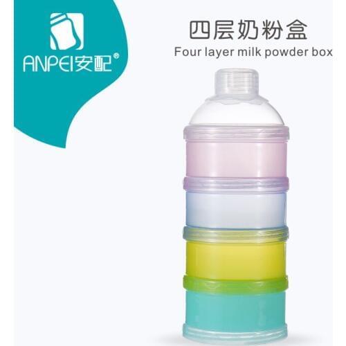 Portable Baby Infant Feeding Milk Powder & Food Bottle Container 4 Layer Grid Box Infant Storage Dispenser Travel Storage Bins