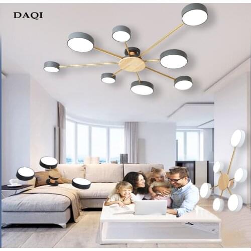 Nordic modern minimalist chandelier bedroom LED ceiling lamp living room restaurant hotel Macaron room wood plus iron lighting