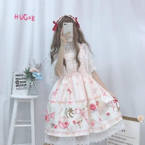 Summer Sweet Lolita Slip Dress Ruffled Lolita cake sling falbala dress Cute candy dress