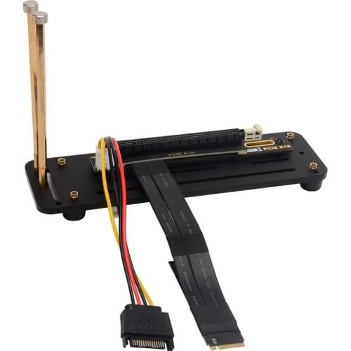 M.2 NVMe M-Key to PCI-e X16 PCI Express 16x Motherboard Mining Riser Card Extension Cable with Vertical Graphics Card Base Kit