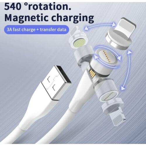 540 Degree Magnetic Charger Micro USB C Cables Rotation Type C Fast Charging For iPhone 11 Pro Max Samsung Huawei Xiaomi Cables