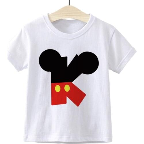 Disney Mickey Mouse 26 English Alphabet Print Kids Tshirt New Fashion Summer Harajuku Casual Tops T Shirt Children T-Shirt