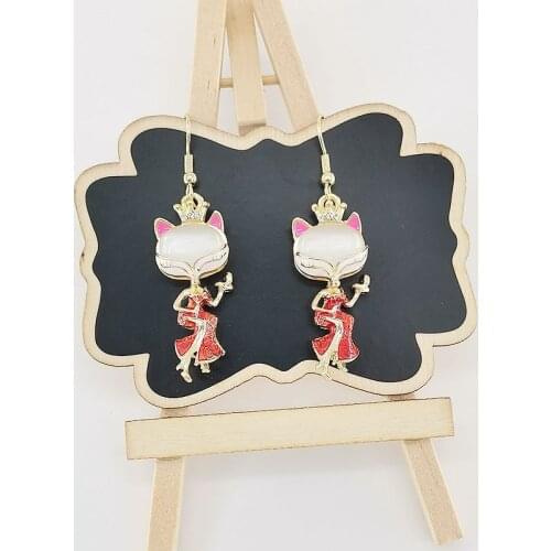 Cute Lovely Animale Opan Fox Fan Tassel Long Pendant Earrings For Women Fashion Jewelry Accessories Good Quality Female Gift