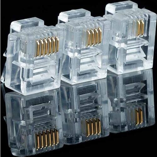20/50/100PCS/lot RJ11 6P2C 6P4C 6P6C Telephone Internet Modular Plug Jack RJ11 Connector RJ-11 Crystal Heads Gold-Plated 6U