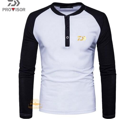 DAIWA Fishing Clothes Mens New Outdoor Breathable Sunscreen Sportswear Color Matching Long-sleeved Plus Size Fishing T-shirt