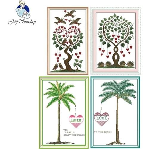 Joy Sunday Tree of Love Series DIY 14CT Cross Stitch kits cartoon printed parterns DMC canvas Chinese Embroidery Gift Home decor