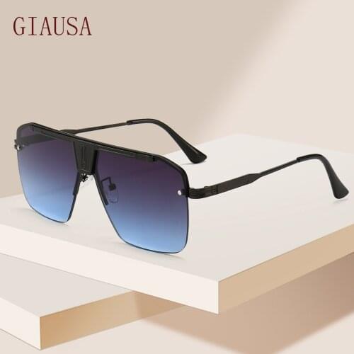 GIAUSA New metal one piece decorative sunglasses for men night vision goggles square sunglasses