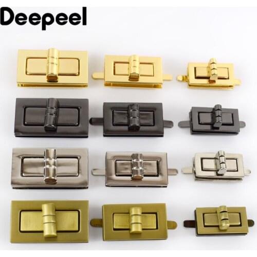 2pcs Deepeel 31/38/46mm New Rectangle Metal Turn Twist Lock Closure Clasp Fashion Bag Buckle Locks Fasteners DIY Leather Crafts