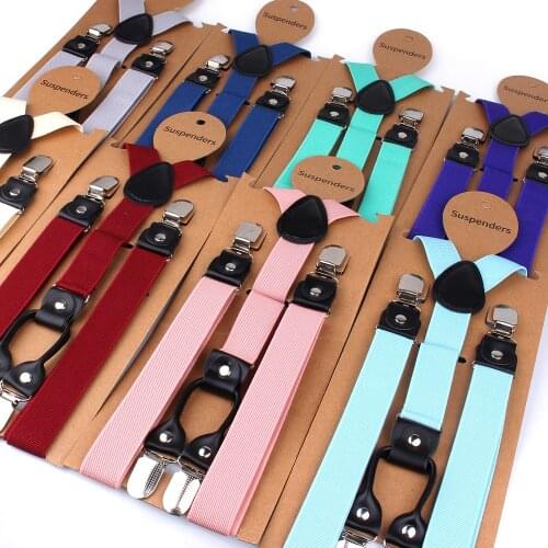 New Suspenders Solid Adjustable Elastic Wedding Suspender Candy Color Boys Braces Wedding Accessories Girls Boys Straps