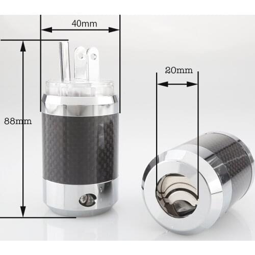 PF820 Black Hight Carbon Fiber Rhodium Plated Schuko US AC Power Plug+IEC Connector,HiFi audio US Version Power Supply Plug