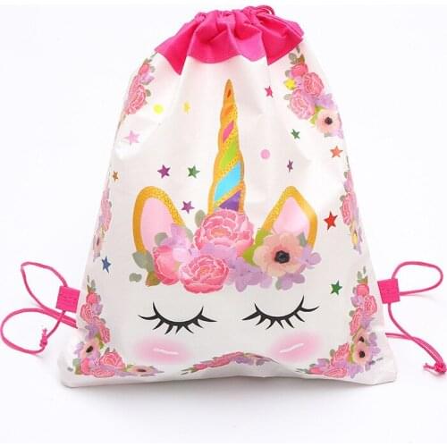 Unicorn Pattern Printing Gift Bags Cartoon Printed Drawstring Storage Bag Backpack for Boys Girls Cloth Bags Portable Organizer