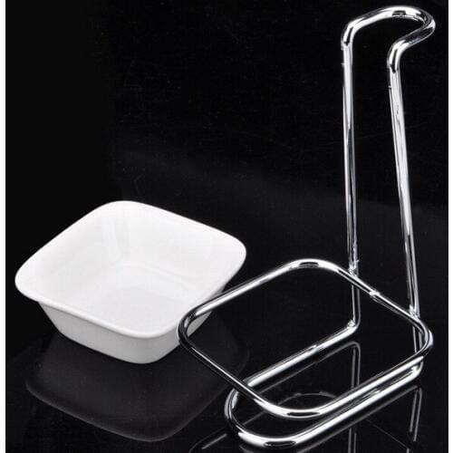Stainless steel square spoon rests hotel hot pot restaurants spoon rack creative kitchen bowl rests