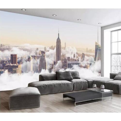 Custom large fresco 3d photo wallpapers HD abstract city sea of clouds scenery living room background wallpaper 3d