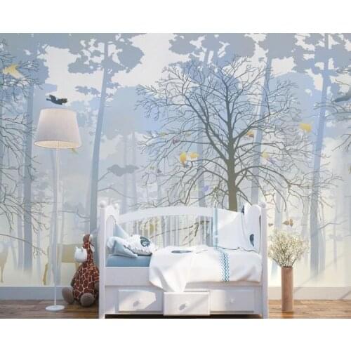 CJSIR Custom Wallpaper Nordic Hand Painted Elk Forest Tv Background Wall Home Decoration Living Room Bedroom 3d Wallpaper Decor