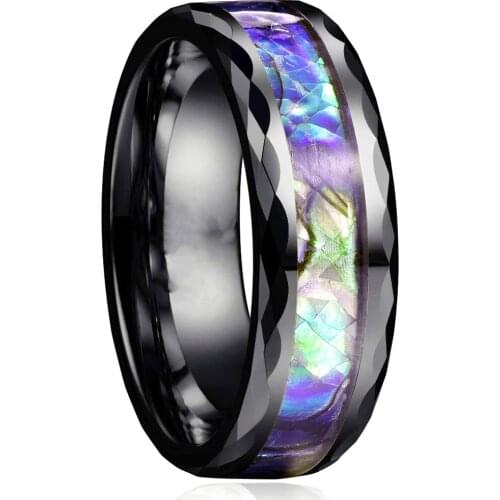 Popular 8mm tungsten carbide steel noble black magic flower ring. The charm of men. Fashion trend engagement accessories