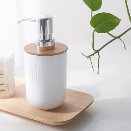 Simple Bamboo and Wood Soap Bottle Shampoo Shower Gel Dispenser Soap Bottle Hand Sanitizer Bottling Bathroom Storage Accessories