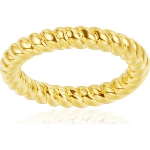 SOELLE 925 Sterling Silver Yellow Gold Color Baroque SOLEIL Classic Finger Rings No Zirconia Stones Women Luxury Brand Jewelry