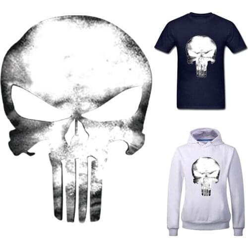 Skull Patch Iron-on Transfers for Clothing Stickers Thermoadhesive Patches on Clothes Diy Applique for Hoodie Shirt Stripe Punk