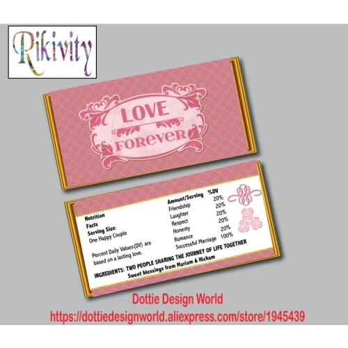 Custom Vintage Pattern Wedding Hershey Chocolate Candy Bar Wrapper Wine Water Bottle Label Baby Shower Birthday Party Decoration