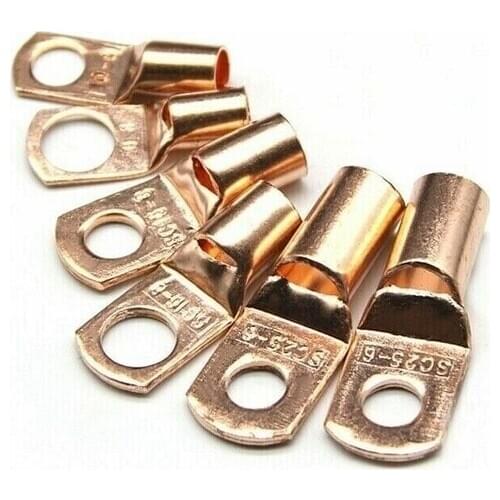10-50pcs Assortment Car Auto Copper Ring Terminal Wire Crimp Connector SC10-6 Bare Cable Battery Terminals Soldered Connectors