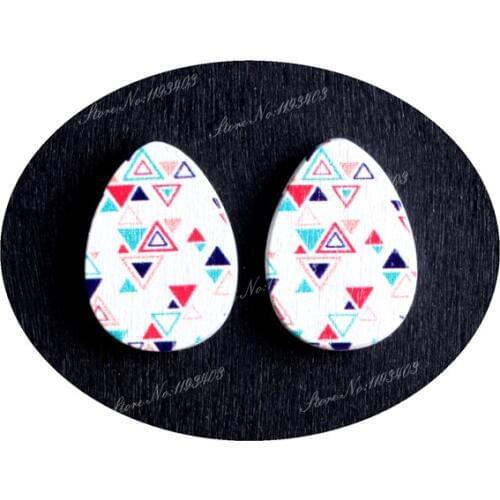 13x18mm Triangle Tear Drop Shape Painted Wood Laser Cut Cabochon to make DIY Rings, Earrings, Brooch, Necklace pendant