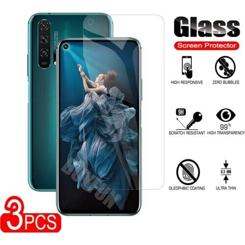 3pcs 9H Screen Protector Glass on for Huawei Honor V20 V30 For Huawei Honor V30 Pro Premium Tempered Glass Safety Film glas