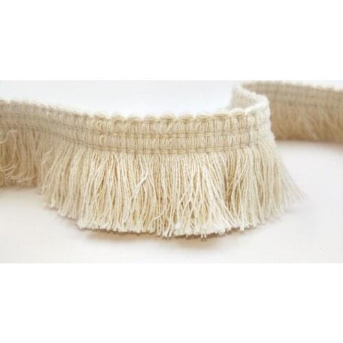 30Meters 4cm Width Beige Color Cotton Fringe Lace Beige Tassel Lace Trim Tassel Curtain Lace Sewing Craft Material