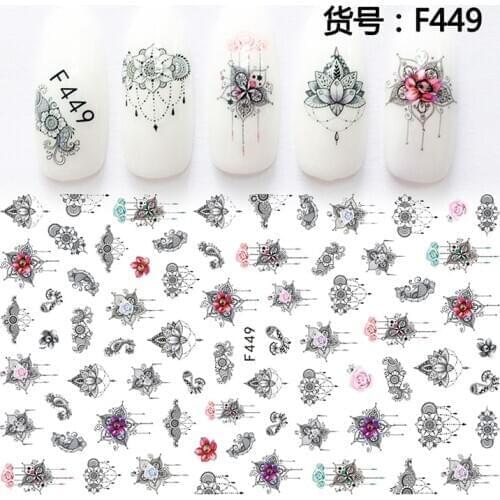 3D Nail Sticker Slider Nails Art Tattoo Decals Foil Mandala Lotus Crystal Design Decoration Adhesive Manicure Pegatina Wraps