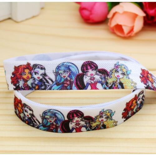 5/8'' Free shipping Fold Elastic FOE monster printed headband headwear hairband diy decoration wholesale OEM P5301
