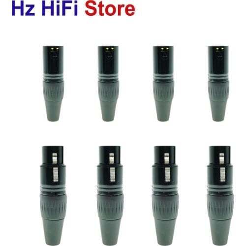 8PCS High Quality Xlr male and female plugs, pure copper gold-plated feet, 3-pins neutrik style xlr connector welding head
