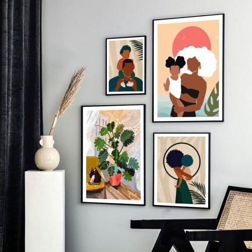 Abstract Father Mother with Kid Love Wall Art Canvas Painting Nordic Posters and Prints Wall Pictures for Living Home Decoration