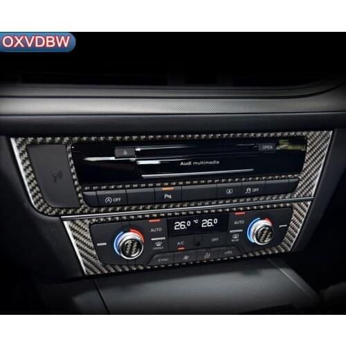 For Audi A6 C7 Accessories interior trim Carbon Fiber Air conditioning CD control panel decoration LHD RHD Car styling sticker