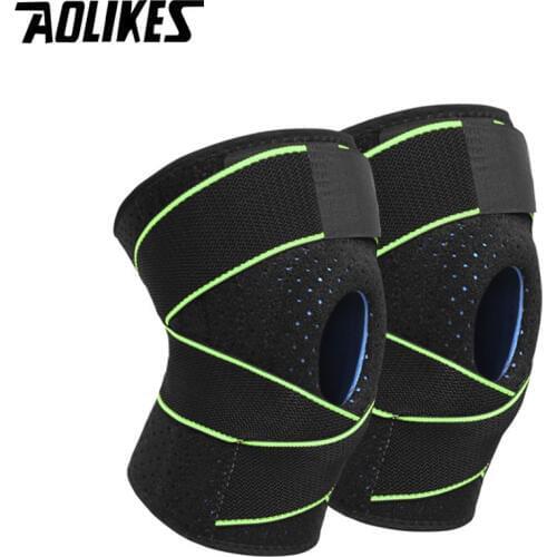 AOLIKES 1 Pair Knee Support Coolfit Quick dry Silica gel 4 Springs Stabilizer Sports KneePad Baketball Football Knee Protector