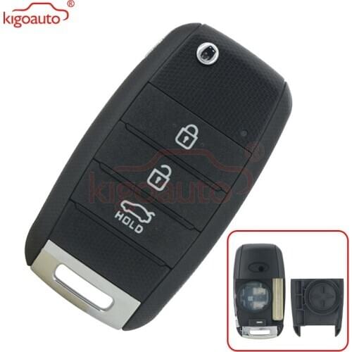 Kigoauto Flip key shell case 3 button for Kia Soul Sportage Optima Rio car key cover replacement