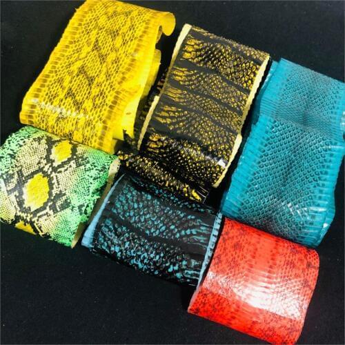 Colorful genuine snake skin nature leather piece craft material multi pattern 1pc for wallet handbag decoration